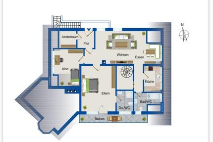 Helle DG-Wwohnung mit großem Balkon (3 Zimmer - 102 qm) - Oberlahr