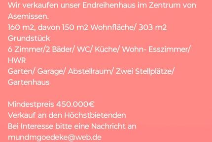 Haus zu verkaufen - 450.000,00&nbsp;EUR Kaufpreis, ca.&nbsp; 160,00&nbsp;m&sup2; in Leopoldshöhe (PLZ: 33818)