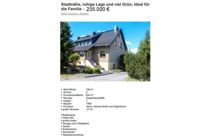 Doppelhaushälfte in Bautzen zu verkaufen