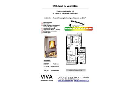 NIEDRIGE HEIZKOSTEN schöne 3 Raum-Wohnung mit Kaminofen & Stpl. im Innenhof Gemarkung Gablenz - Chemnitz Hilbersdorf