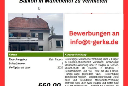 Großzügige 6-Zimmer-Maisonette mit Balkon, Einbauküche & 2 Bädern - Seesen