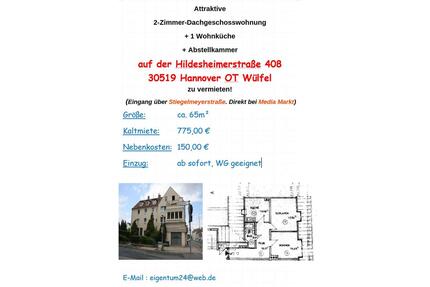2-Zimmer DG-Wohnung in Hannover - Wülfel (WG-geeignet)