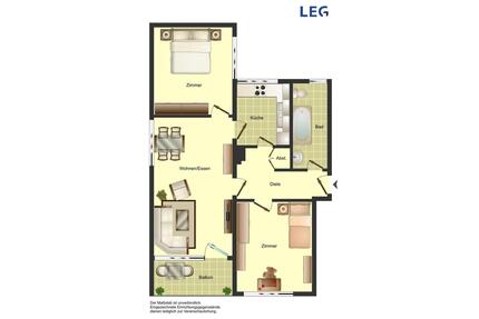 3-Zimmer-Wohnung in Unna Süd - 539,00&nbsp;EUR Kaltmiete, ca.&nbsp; 68,91&nbsp;m&sup2; in Unna (PLZ: 59423)