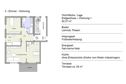 Neubau-Erdgeschosswohnung mit Garage und Stellplatz in Mauerstett - Mauerstetten