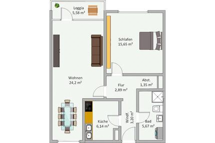 Gepflegte Wohnung mit zwei Zimmern und Balkon in Bielefeld