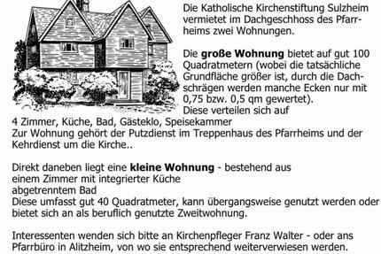Dachwohnung - 750,00&nbsp;EUR Kaltmiete, ca.&nbsp; 100,00&nbsp;m&sup2; in Sulzheim (PLZ: 97529)
