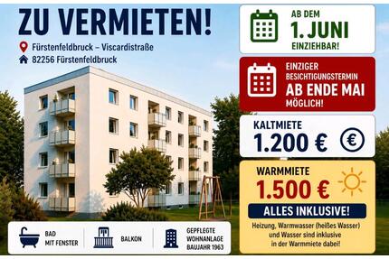 3 Zimmer zur Miete, 82256 Fürstenfeldbruck, 1500 € Warmmiete.