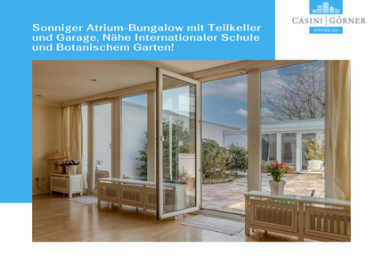 Sonniger Atrium-Bungalow mit Zimmerpotenzial, Teilkeller + Garage, Nähe International School! - Hamburg Osdorf