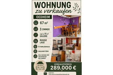 3-Zimmerwohnung in Oedheim in ruhiger Lage, nahe Feldrand