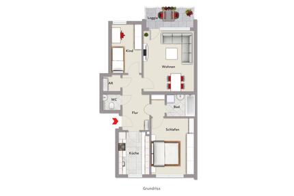 Helle 3-Zimmer-Wohnung im 1.OG mit großem Balkon - Nürnberg Rabus