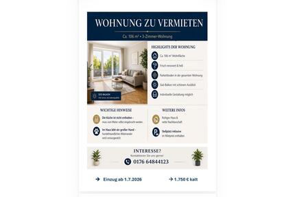 Neue 3 Zimmer Wohnung zu vermieten - von privat - Anzing