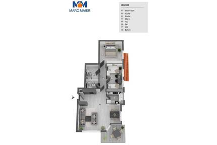 Gepflegte 3,5 Zimmerwohnung inkl. HofherrnweilerTG Stellplatz, Balkon und Keller im Hochparterre - Aalen