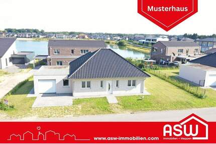Neubau-Bungalow (KfW40) nebst massiver Garage in Herzlake in direkter Seenähe!