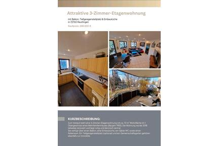 Attraktive 3-Zimmer-Etagenwohnung in 72760 RT - Reutlingen Orschel-Hagen