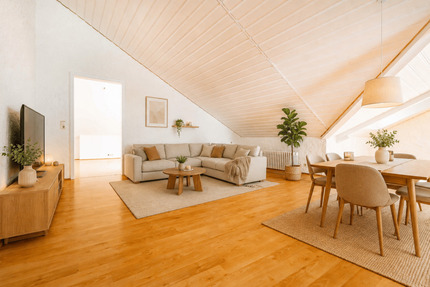 Charmante 3,5-Zi.- Dachgeschosswohnung mit großer Dachterrasse & Flussblick in Bad Krozingen-Hausen