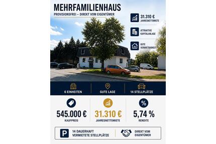MFH mit 6 Einheiten + 14 Stellplätzen | 5,74% Rendite | provi - Kellinghusen