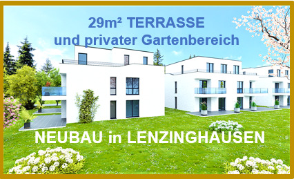 29m² Terrasse plus Gartenbereich zur alleinigen, privaten Nutzung. Übergabe ab Juni 26. - Spenge Lenzinghausen