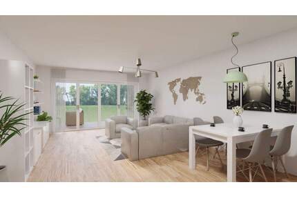 Achim-Uesen: Moderne NEUBAU-2-Zimmer-Wohnung mit 16 m² großer Terrasse & eigenem Gartenanteil