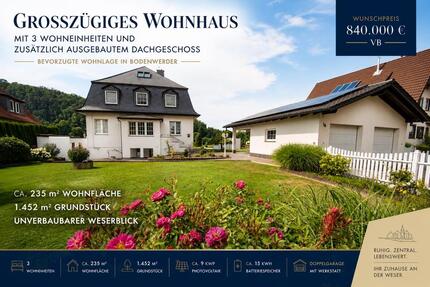 Wohnen an der Weser - 840.000,00&nbsp;EUR Kaufpreis, ca.&nbsp; 235,00&nbsp;m&sup2; in Bodenwerder (PLZ: 37619)