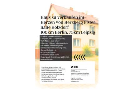 Großes Haus mit Garten und Nebengelass - Herzberg (Elster)