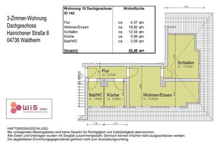 2,5 Raum Wohnung Waldheim - 230,00&nbsp;EUR Kaltmiete, ca.&nbsp; 46,00&nbsp;m&sup2; in Waldheim (PLZ: 04736)