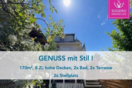 Gross, grün, stilvoll - 8 Zimmer, 2 Bäder u. Fenster neu, Terrassen - Steinbach