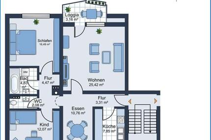 Provisionsfreie 3,5-Raum-Wohnung mit Balkon und EBK in Radolfzell - Radolfzell am Bodensee