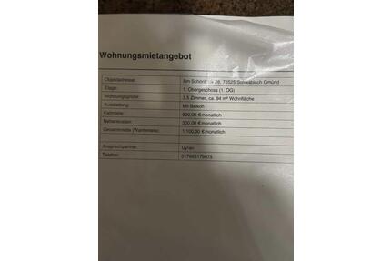Mitte Wohnung - 1.100,00&nbsp;EUR Kaltmiete, ca.&nbsp; 95,00&nbsp;m&sup2; in Schwäbisch Gmünd (PLZ: 73525)