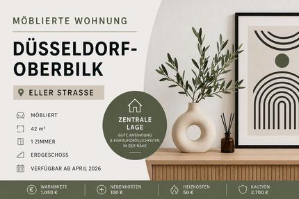 Möblierte 1-Zimmer-Wohnung in Düsseldorf-Oberbilk (Eller Straße)