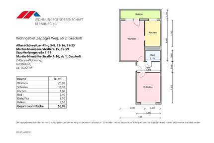 Wohnung zum Mieten in Bernburg 312,51 € 56.82 m²