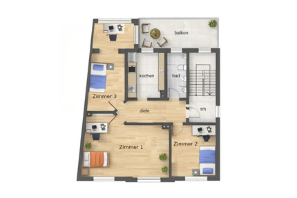 WG-geeignet 3-Zimmerwohnung mit großem Balkon am Sonnenhügel - Osnabrück Dodesheide