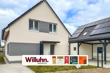 Neubau mit 451 m² Grundstück | fertiggestellt | Sonnige Terrasse | Carport | Fußbodenheizung - Wiedemar Zwochau