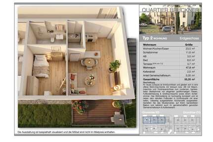 Wohnung zum Mieten in Ludwigshafen am Rhein 1.082,60 € 48.1 m²