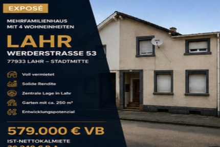 Mehrfamilienhaus in Lahr – 4 Wohneinheiten | 30.240 € Jahresnetto - Lahr (Schwarzwald)