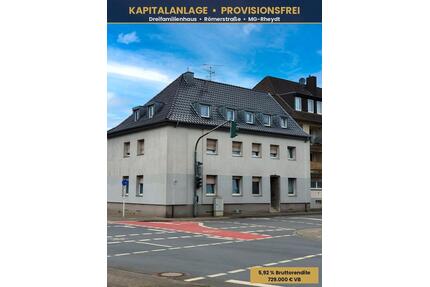 Top-Kapitalanlage MG-Rheydt: Vollvermietet 3-FH | 6,18% Rendite - Mönchengladbach Süd