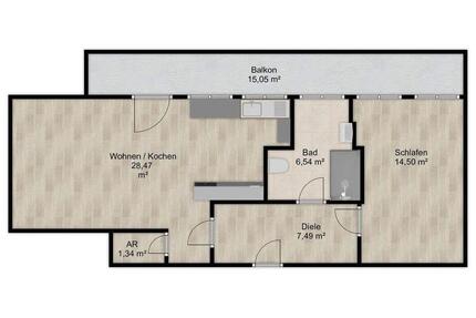 2 Zimmer-Whg. inkl. hochwertiger Einbauküche und Balkon - Nürnberg Rabus
