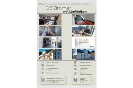 Helle 3,5 Zimmer Wohnung mit großzügigem Balkon in Dortmund-Husen