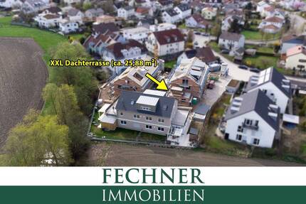 3-ZKB-Wohnung (1. OG, Aufzug) mit XXL-Dachterrasse (25,88m²!), Wallbox vorbereitet, ruhige Lage! - Ingolstadt Hundszell