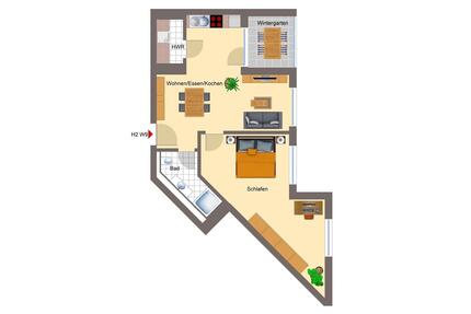 Bingen-Stadt - 2ZKB Neubau-Wohnung mit Wintergarten mit niedrigen Nebenkosten - Bingen am Rhein