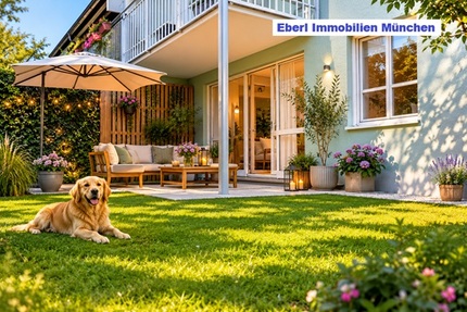 Wohnen mit Mehrwert: 2 Zimmer +Garten +Terrasse +großer Hobbyraum +abschließbares Kellerabteil +TG + Provisionsfrei für den Käufer - München
