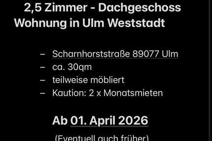 2,5 DG Wohnung in Ulm Weststadt 89077