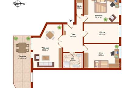 Schicke Wohnung in der Südvorstadt mit Terrasse - Leipzig