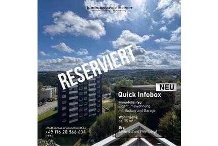 RESERVIERT! Gepflegte und geräumige Eigentumswohnung mit Balkon und Garage in guter und kinderfreundlicher Lage von Lüdenscheid (Wehberg