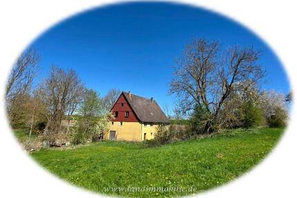 Ehemalige Mühle in absoluter Alleinlage vor den Toren Dineklsbühls mit Land und Weiher - Dinkelsbühl Reichertsmühle