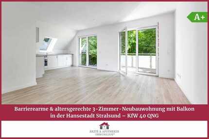 Barrierearme & Altersgerechte 3-Zimmer-Neubauwohnung mit Balkon KFW 40 QNG - Stralsund Kniepervorstadt