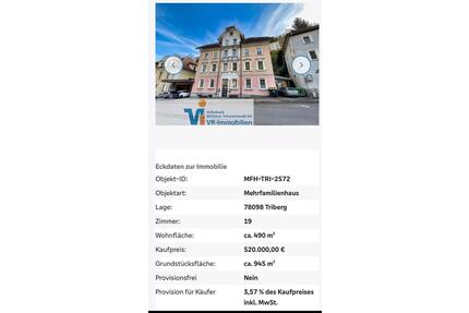 Mehrfamilienhaus - 500.000,00&nbsp;EUR Kaufpreis, ca.&nbsp; 490,00&nbsp;m&sup2; in Triberg im Schwarzwald (PLZ: 78098)
