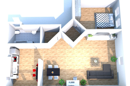 ausergewöhnliche DG-2-Raum-Wohnung mit offenem Schnitt in zentraler Lage von Waldheim