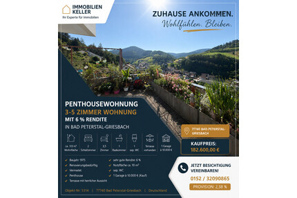 Sonnige Penthousewohnung mit Traumaussicht - Bad Peterstal-Griesbach