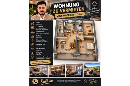 3-Zimmer Wohnung voll möbliert ink. Internetanschluss - Schönau im Schwarzwald