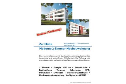 Moderne 2-Zimmer-Neubauwohnung in Aalen-Ebnat